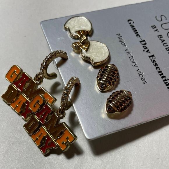 NWT Sugarfix Bauble Bar Game Day Football Set of 3 Pair Earrings Nickel-free - Picture 1 of 6